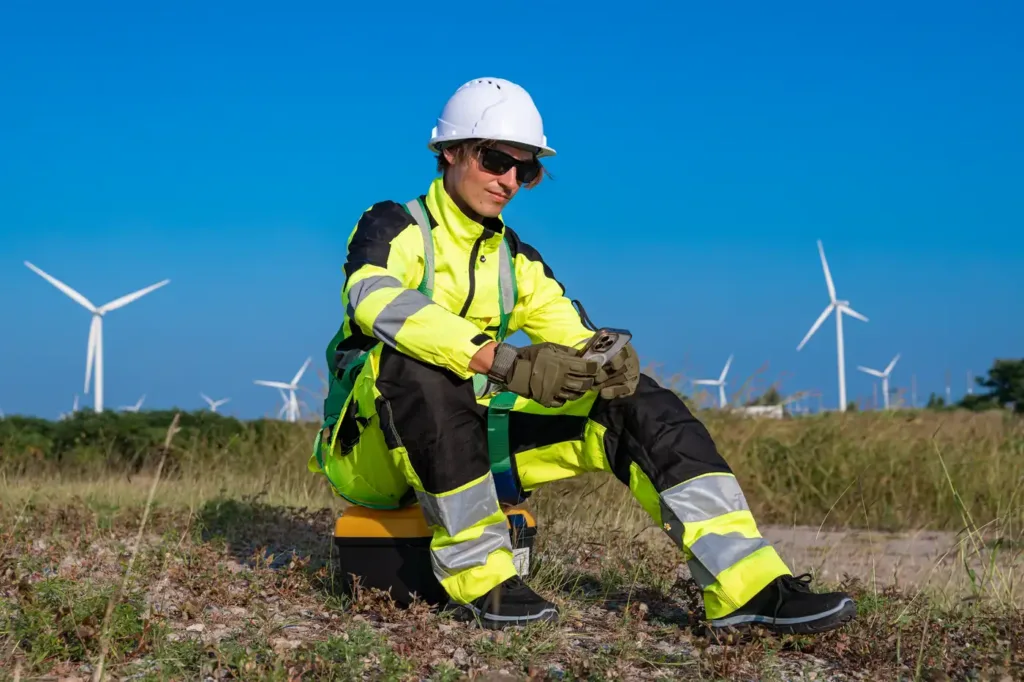 A worker on site at a wind farm