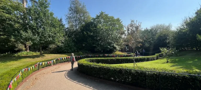 Curving path and clipped hedges at Dunham Massey